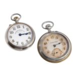 Pair of 19th century pocket watches, one BRILLANT WATCH and the other LOUIS ROSKOPF.In silver, metal