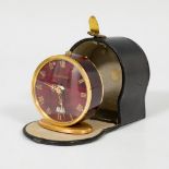 Jaeger LeCoultre travel clock; Switzerland 1960s.Gilt bronze.It has a mechanical movement with