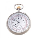 LONGINES Lepine pocket watch. White dial, Arabic numerals, pear-shaped hands, seconds subdial at 6