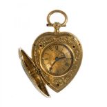 Women's pocket watch in 18K yellow gold. Cilindre Huit. Mid-19th century. Heart-shaped model in