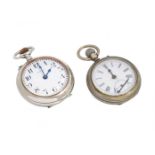 Two pocket watches, one of them Sinai, late 19th century. Silver. Depose movement and Longines