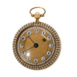 Lepine watch, pocket watch in 18 kts. gold. Mid-19th century. Gilt dial, Arabic numerals, Breguet