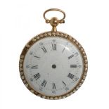 Pocket watch in 18kt yellow gold. Charles IV period, late 18th century. Gold and enamel with