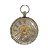 Lepine pocket watch in silver and silver gilt. London. B. Mannino. Second third of the 19th century.