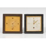 Set comprising two alarm clocks; 20th century.Lined wood.In need of restoration.Measurements: 9,8
