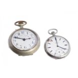 Set comprising two pocket watches, a late 19th century ROSKOFF and an early 20th century MOVADO.