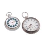 Set of two pocket watches from the late 19th century:- ROSKOPF PATENT watch in metal.- Catalina