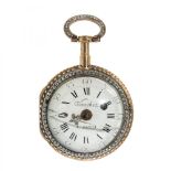 Lepine VAUCHEZ PARIS watch, late 18th century. Gold case, with old cut diamonds. White dial, Roman