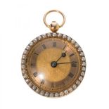 Pocket watch lepine, 18 kts. gold. Late 18th century. Gilt dial, Roman numerals, Breguet hands.