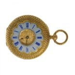 BADOLLET GENEVA" 18K yellow gold pocket watch. Second half of the 18th century. Blue enamel dial,