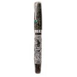 MONTEGRAPPA FOUNTAIN PEN "ZODIAC".Green resin barrel with silver case with Mono.Limited edition.