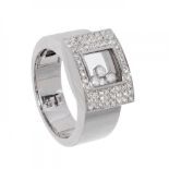CHOPARD "Happy Diamonds" ring in 18 kt. white gold, serial number 2483301 82/3180.Signed.