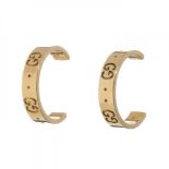 GUCCI "GG".Pair of Creole earrings, in 18kt yellow gold. Pressing clasp.Weight: 5.8 g.