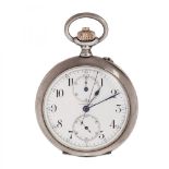 LONGINES brand silver Lepine style pocket watch. Remontoir system. Chronometer. Arabic numeral