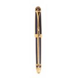 MICHAEL PERCHIN FABERGE FOUNTAIN PEN.Enamelled silver barrel.Limited edition.Two-tone 18 Kts gold