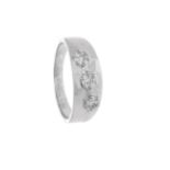 Wedding ring made of 18 kt white gold, with three central rosettes with 7 diamonds each, brilliant