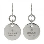 GUCCI "Fashion Show Collection". Pair of long earrings with movement in silver. Frontis decorated