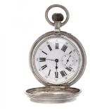 Silver pocket watch type saboneta and remontoir system, Geneva. Late nineteenth century.Clock with a