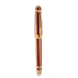 MICHAEL PERCHIN FABERGE FOUNTAIN PEN.Enamelled silver barrel.Limited edition.Two-tone 18 Kts gold