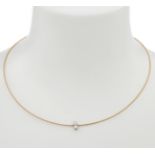 NIESSING. "Colette C".Sirga chain, in 18 kts. yellow gold with platinum pendant and brilliant-cut