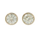 Pair of 18kt yellow gold earrings. Frontis with brilliant-cut diamond, colour K, purity SI1, with