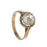 Solitaire ring in 18kt yellow gold and diamond S. XIX. Rose-cut diamond of ca. 1.36 cts. set in