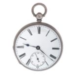 Silver Lepine style pocket watch with key winding. Semi English Catalino. With time indication in