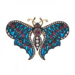 Butterfly brooch from the first half of the 20thcentury. In yellow gold and silver views with