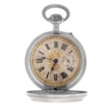 Silver Saboneta style pocket watch with MURILLO GENEVE brand remontoir system. Elizabethan dial,