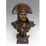 RICHARD AURILI (Italy, 1834-ca.1914)."Napoleon Bonaparte".Gilt and patinated terracotta.Signed on