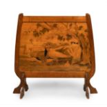 Modernist spark-stopper, ca.1900.With marquetry.Measurements: 90 x 91 cm.Modernist spark-stopper