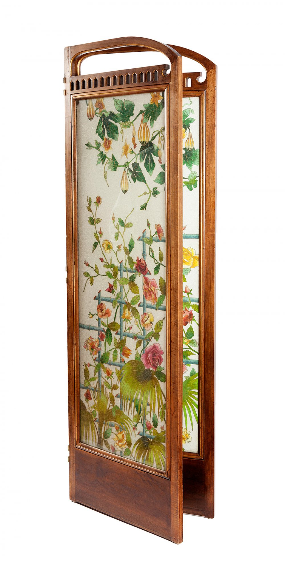 FRANCESC VIDAL JEVELLÍ, (Barcelona, 1848 - 1914).Modernist folding screen, circa 1890.Walnut wood, - Bild 3 aus 3