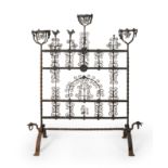 Neo-Gothic candelabra, s.XIX.In wrought iron.It presents faults.Measurements: 137 x 106 x 40 cm.