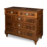 Mallorcan Carlos IV chest of drawers, late 18th century.Olive wood with high quality marquetry in
