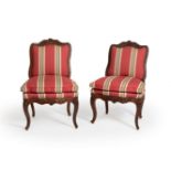 Pair of Louis XV armchairs. France, ca. 1750.Walnut wood.Measurements: 90 x 53 x 64 cm.Pair of Louis