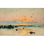 SEGUNDO MATILLA (Madrid, 1862 - Teià, Barcelona, 1937)."Coastal landscape at dawn.Oil on canvas.