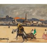 RAFAEL DURANCAMPS I FOLGUERA (Sabadell, 1891 - Barcelona, 1979)."The Picador".Oil on panel.Signed in