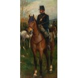 French school, late 19th - early 20th century."Cavalry rider".Oil on canvas.Re-coloured.Size: 198