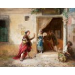 EDUARDO CANO DE LA PEÑA (Madrid, 1823 - Seville, 1897)."A Scene in Seville (sketch)", 1883.Oil on