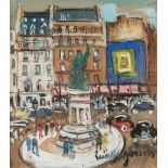 LUCIEN GENIN (Rouen, 1984 - Paris 1953)."Place sur le Boulevard".Gouache and charcoal on paper.