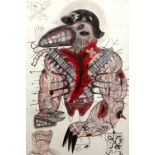 ABDUL BAS (Maracay, Aragua, Venezuela - 1981)"The bird".Mixed media on paper.Unsigned.Sizes: 110 x