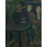 VÍCTOR HUMAREDA GALLEGOS (Peru, 1920- Lima, 1986)."Tavern scene".Oil on canvas.Signed in the lower