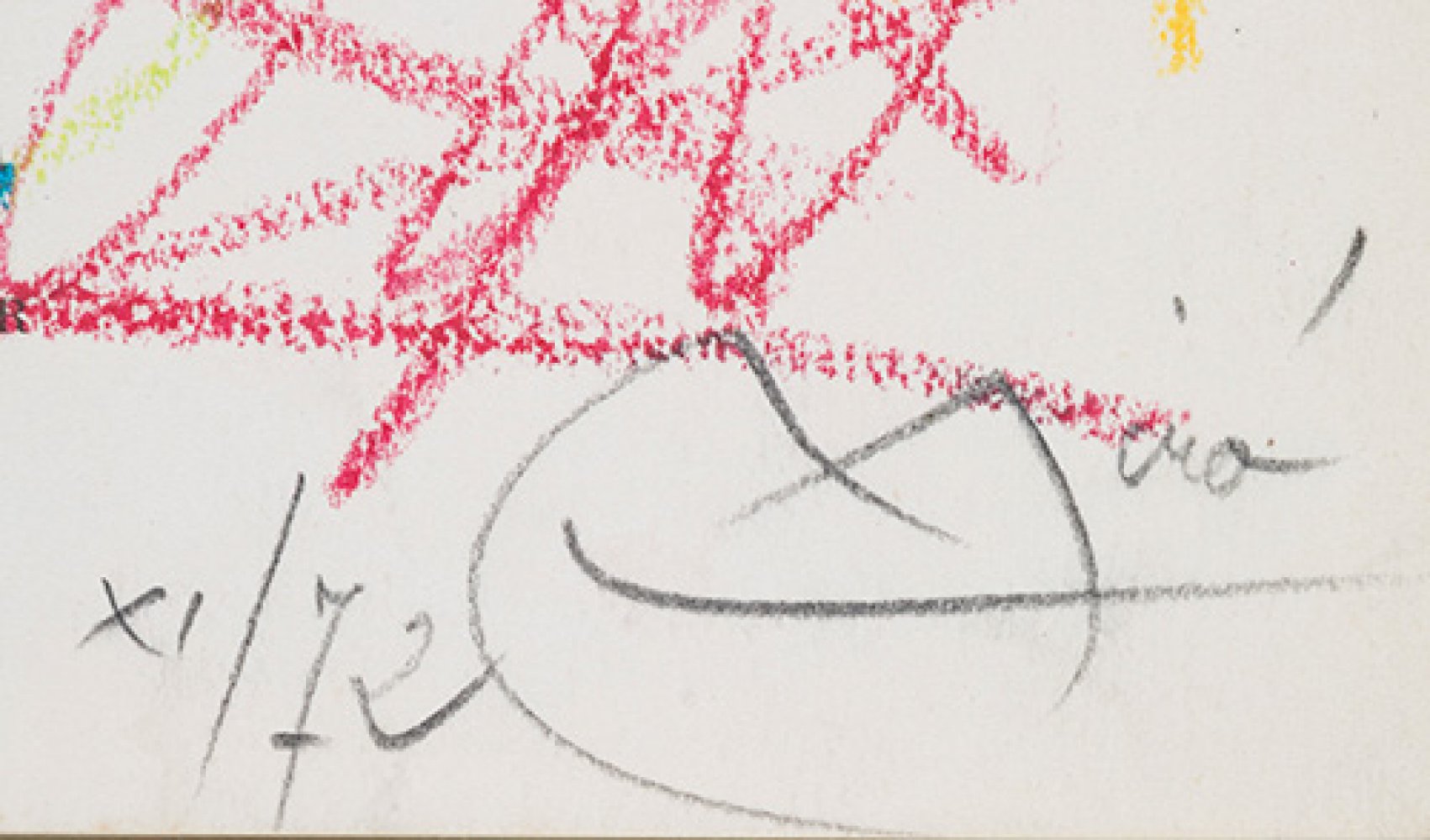 JOAN MIRÓ I FERRÀ (Barcelona, 1893 - Palma de Mallorca, 1983).Untitled. 1972.Wax on paper.The - Image 2 of 3