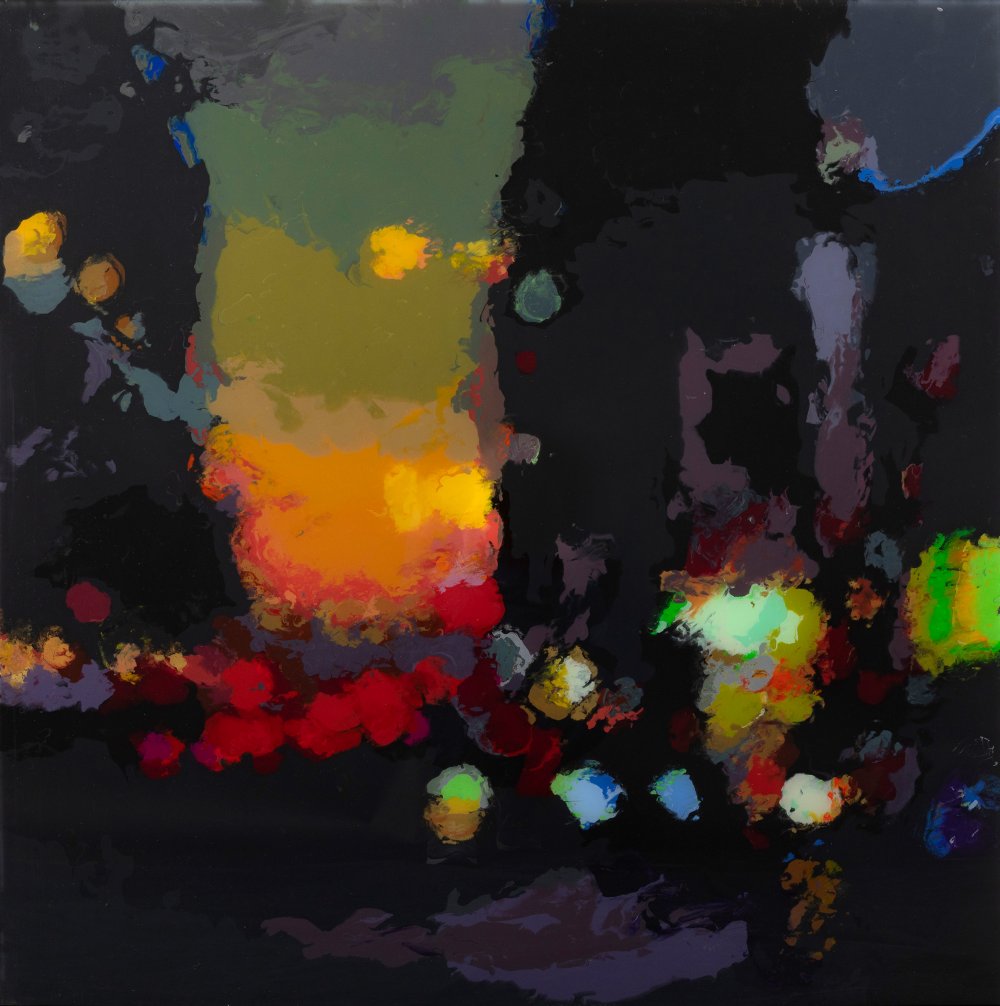 FABIO CAMAROTTA (Argentina, 1965)."Lights I", 2015.Acrylic pressed with glass, "pressed print", on