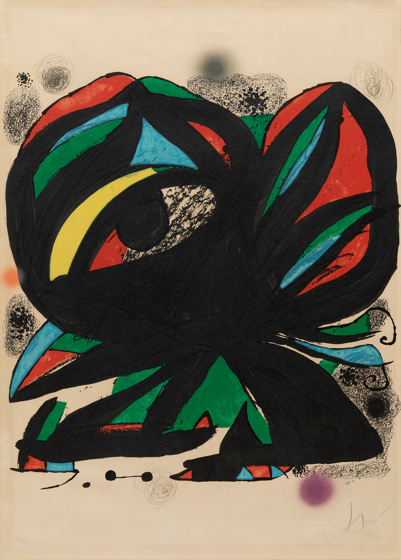 JOAN MIRÓ I FERRÀ (Barcelona, 1893 - Palma de Mallorca, 1983)."Fundació Joan Miró", 1975.Lithograph,