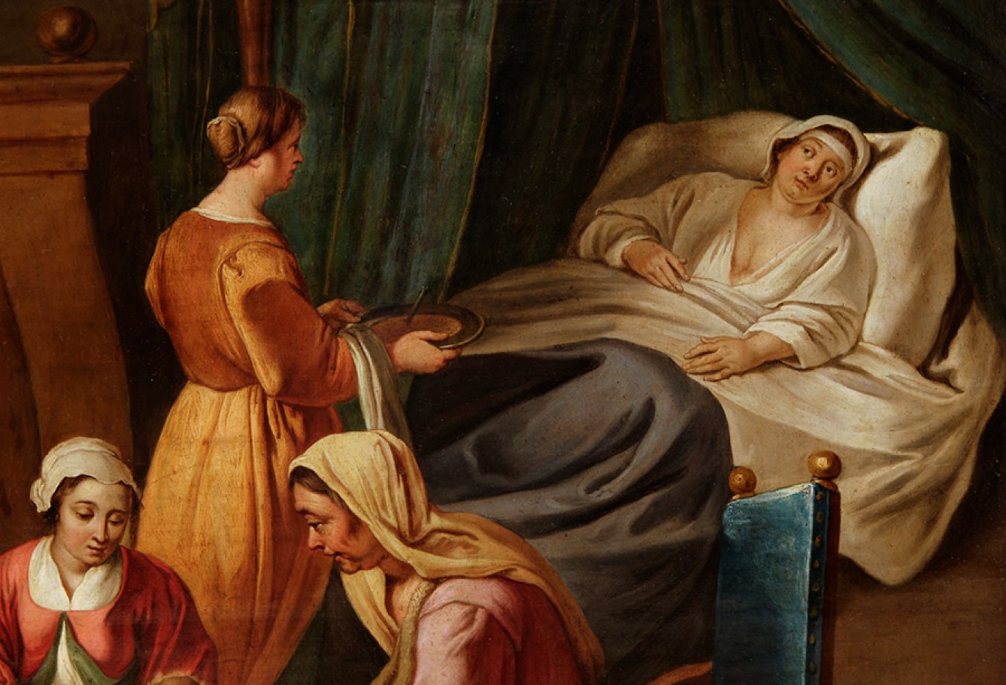 17th century French school."The Birth of the Virgin.Oil on copper.Size: 71 x 89 cm; 86 x 103 cm ( - Bild 2 aus 5