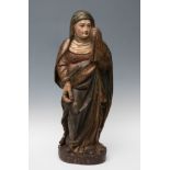 Castilian school; 15th century."Virgin of Calvary".Carved and polychromed wood.It presents faults in