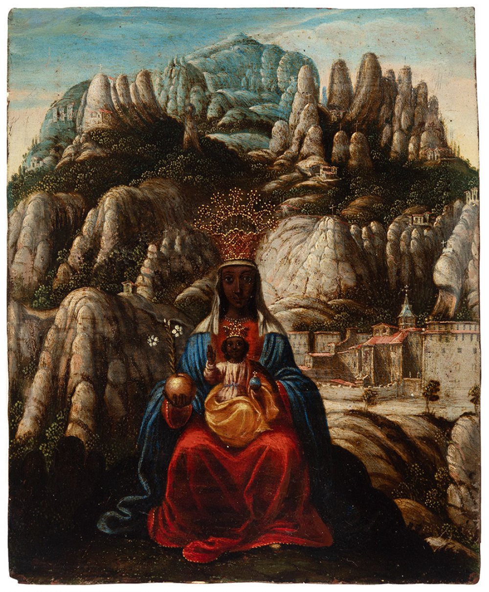 JUAN ANDRÉS RICCI (Madrid, 1600-Montecassino, 1681)."La Moreneta".Oil on copper.Size: 16,5 x 13,5 - Bild 3 aus 4
