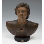 Reliquary bust; Spanish Renaissance school, 16th century.Carved wood with 18th century polychrome.It
