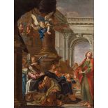 Italian school; 18th century."Transitus of the Virgin.Oil on canvas. Antique re-colouring.Presents
